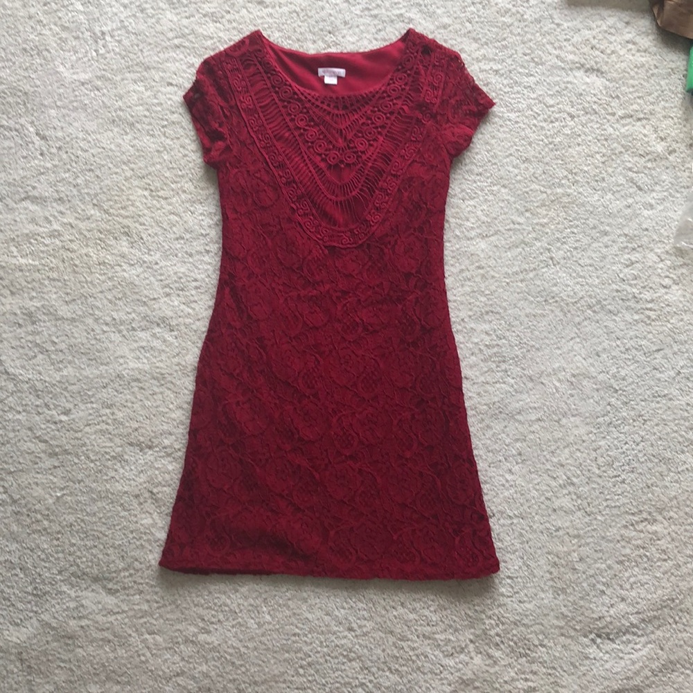 Red dress lace overlay size small